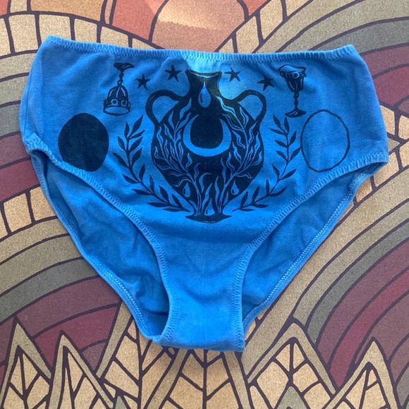 Delphi cheeky brief serpent and bow indigo blue hand stamped organic - Picture 3 of 11